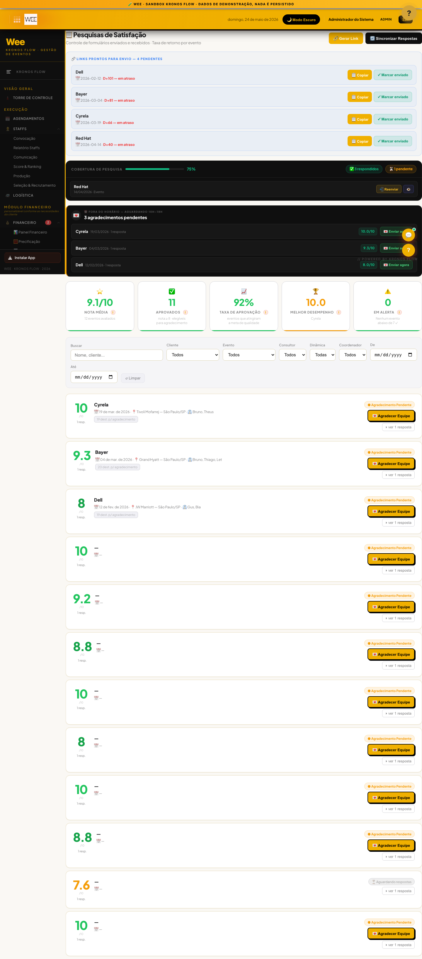 Tela Pesquisa de satisfação, visão desktop