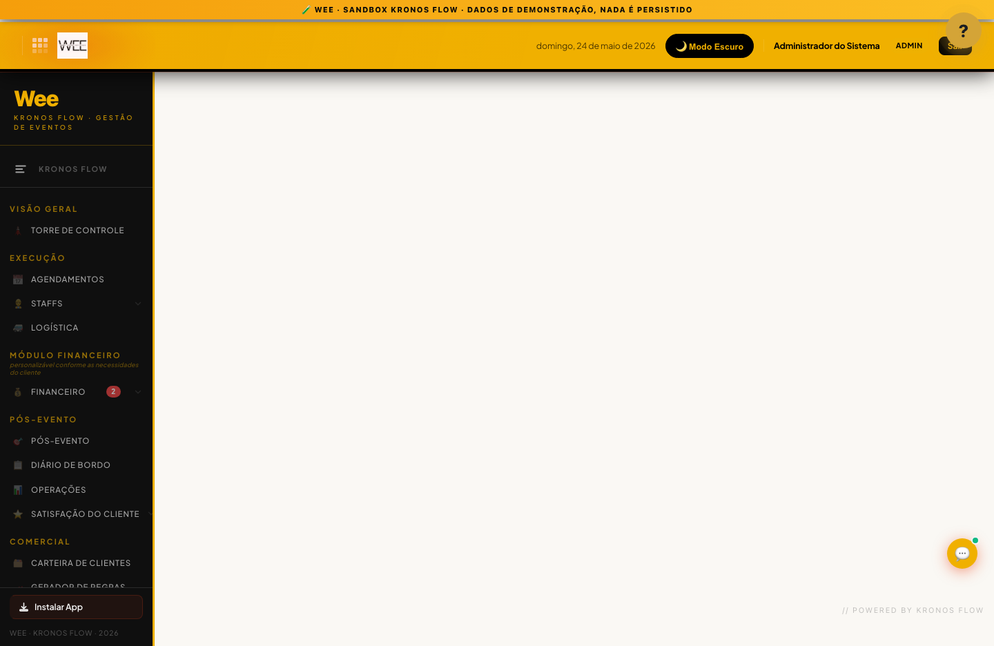 Tela Pendêngas, visão desktop