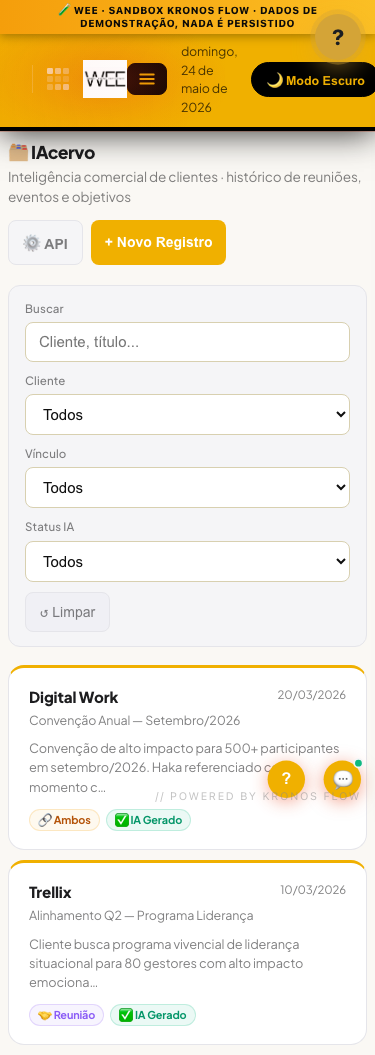 Tela iAcervo, visão mobile